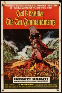 3b839 TEN COMMANDMENTS 1sh R66 Cecil B. DeMille classic starring Charlton Heston & Yul Brynner!