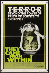 3b854 THEY CAME FROM WITHIN 1sh '76 David Cronenberg, art of terrified girl in bath tub!