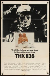 3b870 THX 1138 1sh '71 1st George Lucas, Robert Duvall, bleak futuristic fantasy sci-fi!