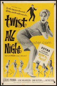 3b906 TWIST ALL NIGHT 1sh '62 Louis Prima, great images of sexy dancing June Wilkinson!