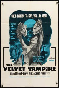 3b931 VELVET VAMPIRE 1sh '71 she'll love you... to death, great sexy gruesome horror artwork!