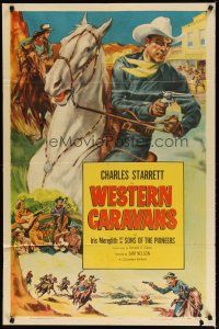 3b951 CHARLES STARRETT stock 1sh '52 art of Charles Starrett by Glen Cravath, Western Caravans!