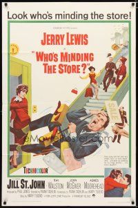 3b961 WHO'S MINDING THE STORE 1sh '63 Jerry Lewis is the unhandiest handyman, Jill St. John