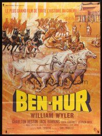 3c330 BEN-HUR French 1p R70s Charlton Heston, William Wyler classic epic, different chariot art!