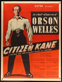 3c361 CITIZEN KANE French 1p R50s different full-length art of Orson Welles as Charles Foster Kane!