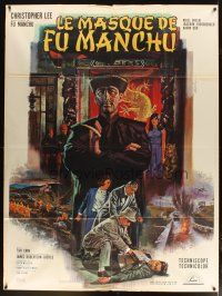 3c399 FACE OF FU MANCHU French 1p '66 different art of Asian villain Chris Lee by Jean Mascii!