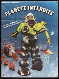 3c418 FORBIDDEN PLANET French 1p R70s different Mercier art of Robby the Robot carrying Francis!
