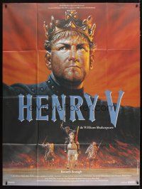 3c452 HENRY V French 1p '89 great art of star & director Kenneth Branagh by Malinowski!