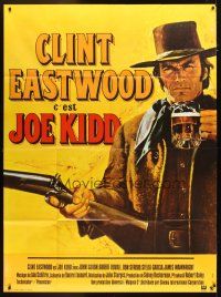 3c470 JOE KIDD French 1p '72 best art of Clint Eastwood with beer, WITH Jean Mascii signature!