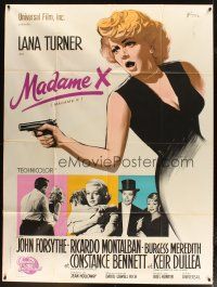 3c509 MADAME X French 1p '66 different art of sexy Lana Turner with gun by Boris Grinsson!
