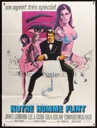 3c540 OUR MAN FLINT French 1p '66 great art of James Coburn, sexy James Bond spy spoof!