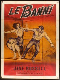 3c541 OUTLAW French 1p R60s different art of sexy Jane Russell & Jack Buetel, Howard Hughes