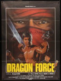 3c561 POWERFORCE French 1p '82 Dragon Force, cool kung fu artwork of Bruce Baron & Bruce Li!!