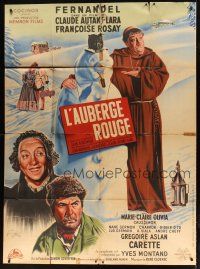 3c576 RED INN French 1p '51 Claude Autant-Lara's L'Auberge Rouge, art of monk Fernandel & snowman!