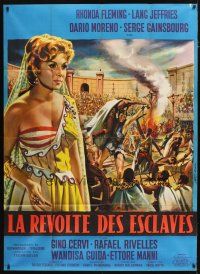 3c582 REVOLT OF THE SLAVES French 1p '61 different art of sexy Rhonda Fleming by Jean Mascii!