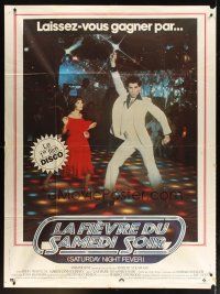 3c592 SATURDAY NIGHT FEVER French 1p '77 disco dancers John Travolta & Karen Lynn Gorney!