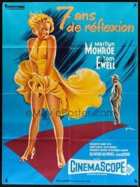 3c594 SEVEN YEAR ITCH French 1p R70s best art of Marilyn Monroe's skirt blowing by Boris Grinsson!