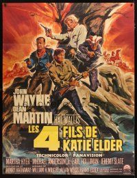 3c603 SONS OF KATIE ELDER French 1p '65 different art John Wayne, Dean Martin & co-stars by Landi!