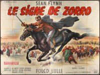 3c300 SIGN OF ZORRO French 4p '63 different art of masked Sean Flynn on horse by Jean Mascii!