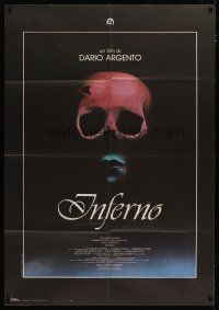 3c203 INFERNO Italian 1p '80 Dario Argento horror, really cool skull & bleeding mouth image!