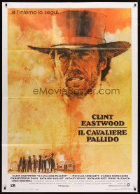 3c251 PALE RIDER Italian 1p '85 great artwork of cowboy Clint Eastwood by C. Michael Dudash!