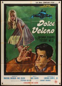 3c253 PRETTY POISON Italian 1p '68 different Nistri art of Anthony Perkins & crazy Tuesday Weld!