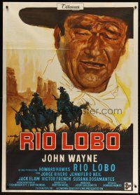 3c263 RIO LOBO Italian 1p '71 Howard Hawks, different art of John Wayne by Averardo Ciriello!