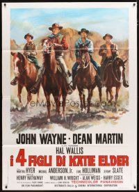 3c271 SONS OF KATIE ELDER Italian 1p R70s art of John Wayne, Dean Martin & others on horses!