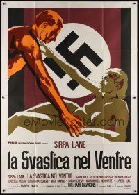 3c084 NAZI LOVE CAMP Italian 2p '77 wild completely different art of naked lovers & swastika!