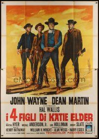 3c106 SONS OF KATIE ELDER Italian 2p '65 different art of John Wayne, Dean Martin & co-stars!