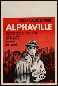 3e646 ALPHAVILLE Belgian '68 Jean-Luc Godard, Eddie Constantine as Lemmy Caution, Anna Karina!