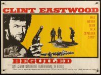 3e337 BEGUILED British quad '71 cool art of Clint Eastwood w/gun, Geraldine Page, Don Siegel!