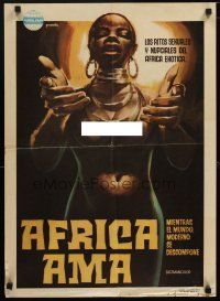 3e004 AFRICA UNCENSORED Colombian poster '72 Africa ama, topless native in mondo documentary!