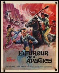 3e283 APACHE RIFLES French 15x21 '64 cool Grinsson artwork of cowboy Audie Murphy!