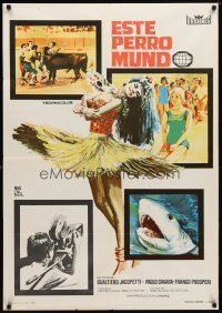 3e037 MONDO CANE Spanish R67 classic early Italian documentary of human oddities!