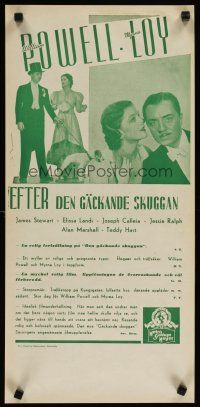 3e083 AFTER THE THIN MAN Swedish stolpe '36 William Powell, Myrna Loy & Asta the dog too!