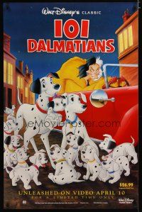 3f570 ONE HUNDRED & ONE DALMATIANS video 1sh R80s most classic Walt Disney canine family cartoon!