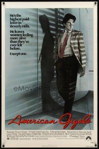 3f042 AMERICAN GIGOLO 1sh '80 handsomest male prostitute Richard Gere is being framed for murder!