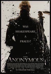 3f049 ANONYMOUS advance DS 1sh '11 Rhys Ifans, Vanessa Redgrave, was Shakespeare a fraud?!