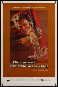 3f052 ANY WHICH WAY YOU CAN 1sh '80 cool artwork of Clint Eastwood by Bob Peak!