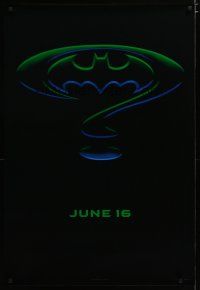 3f081 BATMAN FOREVER teaser 1sh '95 Kilmer, Kidman, cool question mark & cowl design!