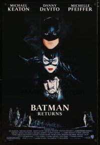 3f082 BATMAN RETURNS 1sh '92 cool image of Michael Keaton as Batman, Tim Burton!