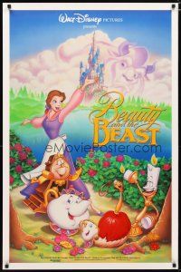 3f088 BEAUTY & THE BEAST DS 1sh '91 Walt Disney cartoon classic, cool art of cast!