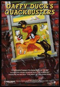 3f180 DAFFY DUCK'S QUACKBUSTERS 1sh '88 Mel Blanc, great cartoon art of Looney Tunes characters!