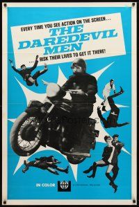 3f184 DAREDEVIL MEN 1sh '60s stunt men documentary, cool image of fighters & man on motorcycle!