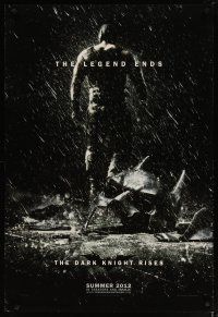 3f194 DARK KNIGHT RISES teaser DS 1sh '12 the legend ends, cool image of broken mask in the rain!