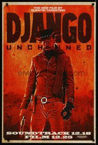 3f211 DJANGO UNCHAINED soundtrack advance 1sh '12 cool image of Jamie Foxx in title role!