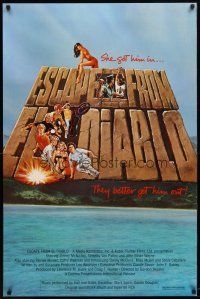 3f235 ESCAPE FROM EL DIABLO 1sh '83 Timothy Van Patten, Jimmy McNichol, wacky title artwork!