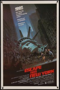 3f238 ESCAPE FROM NEW YORK studio style 1sh '81 art of decapitated Lady Liberty by Barry E. Jackson!