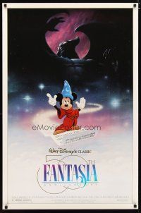 3f246 FANTASIA DS 1sh R90 great image of Mickey Mouse & others, Disney musical cartoon classic!